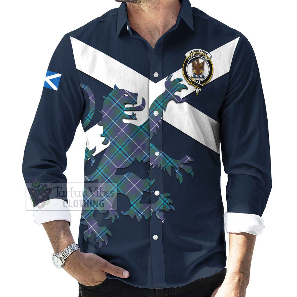 Tartan Vibes Clothing Sandilands Tartan Lion Rampant Long Sleeve Button Shirt – Proudly Display Your Heritage with Alba Gu Brath and Clan Name