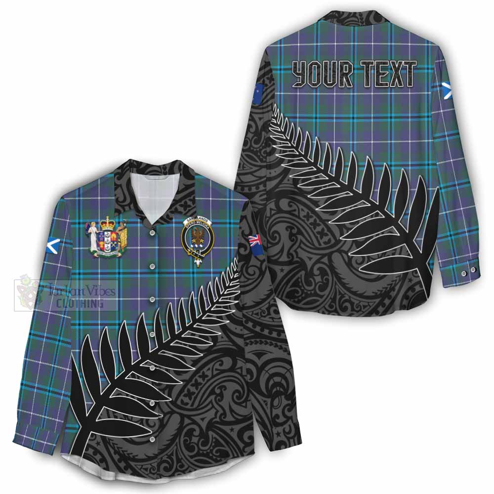 Tartan Vibes Clothing Sandilands Crest Tartan Women's Casual Shirt with New Zealand Silver Fern Half Style