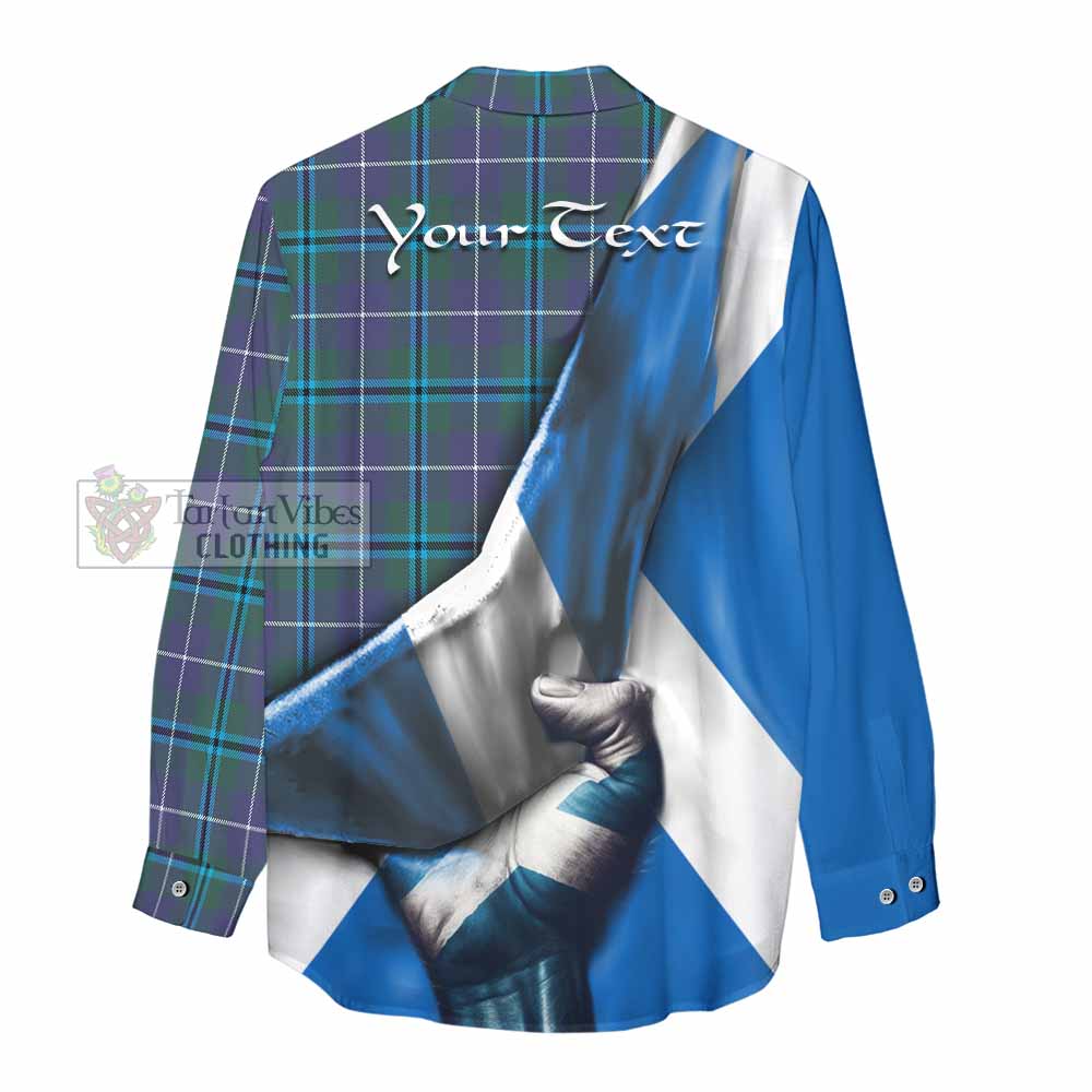 Tartan Vibes Clothing Sandilands Tartan Women's Casual Shirt with Family Crest Scotland Patriotic Style