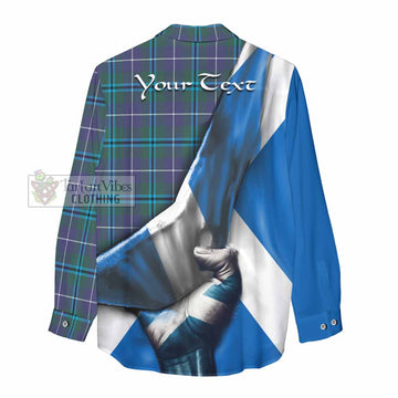 Sandilands Tartan Women's Casual Shirt with Family Crest Scotland Patriotic Style