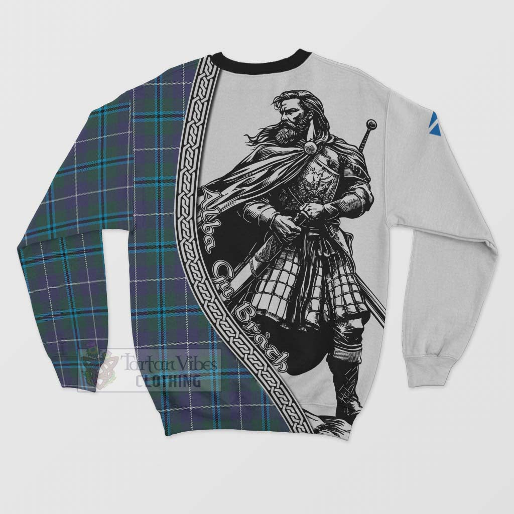 Tartan Vibes Clothing Sandilands Tartan Clan Crest Sweatshirt with Highlander Warrior Celtic Style