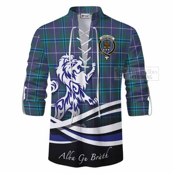 Sandilands Tartan Ghillie Kilt Shirt with Alba Gu Brath Regal Lion Emblem