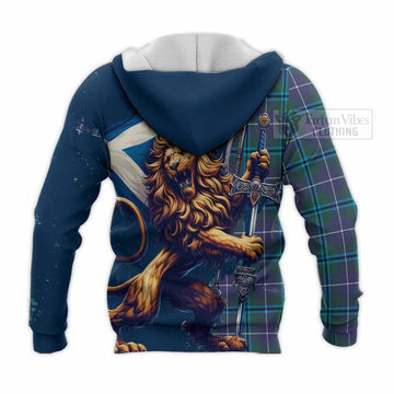 Sandilands Tartan Family Crest Knitted Hoodie with Scottish Majestic Lion