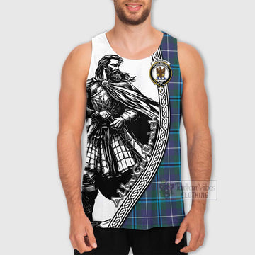 Sandilands Tartan Clan Crest Men's Tank Top with Highlander Warrior Celtic Style