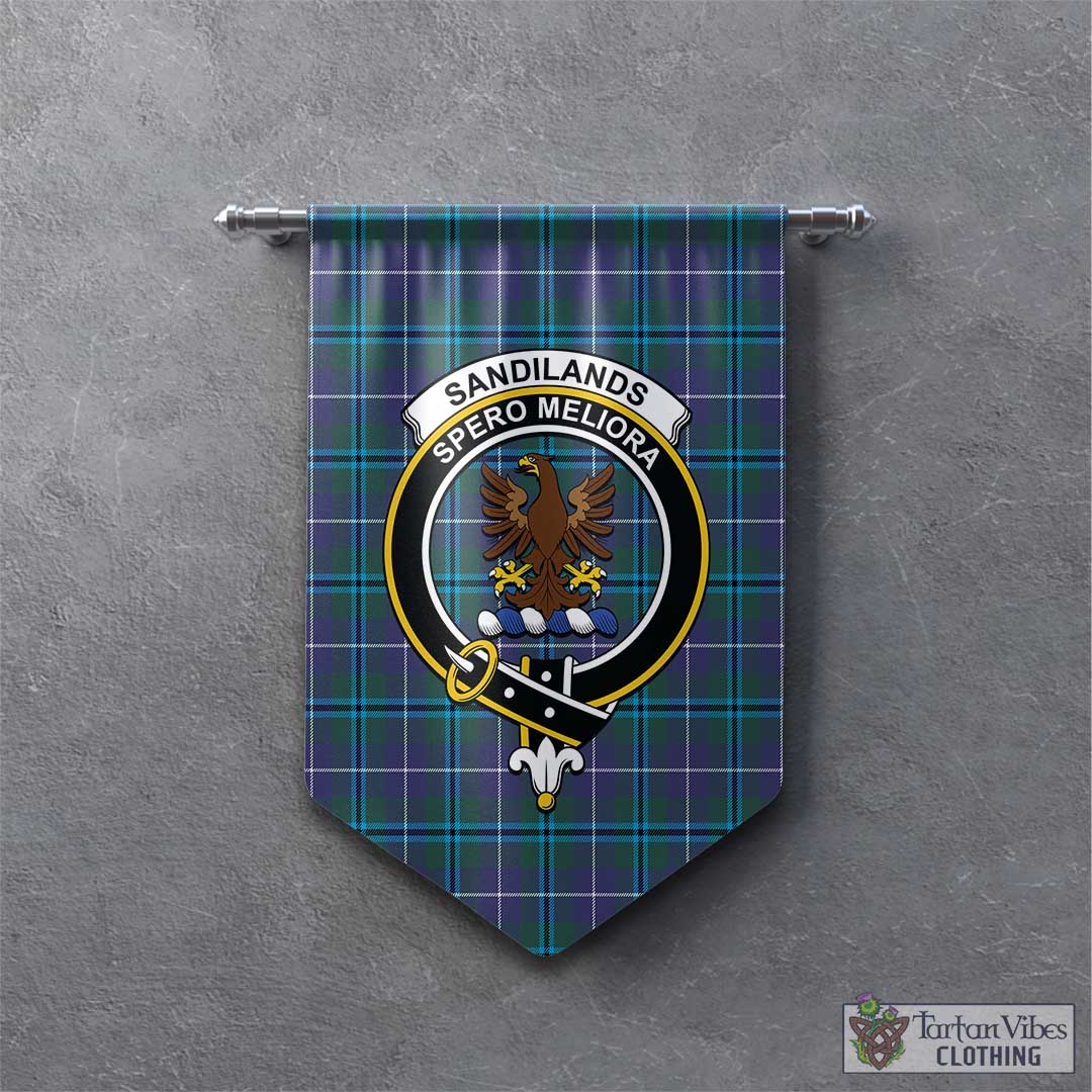 Tartan Vibes Clothing Sandilands Tartan Gonfalon, Tartan Banner with Family Crest