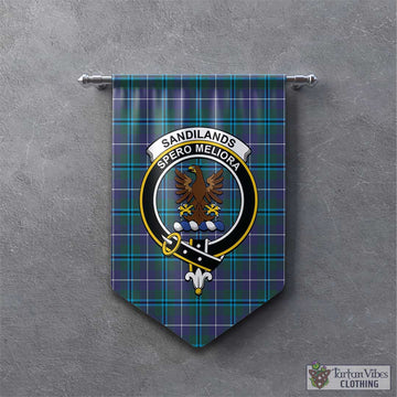 Sandilands Tartan Gonfalon, Tartan Banner with Family Crest