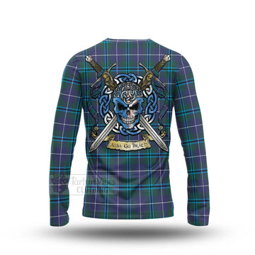 Sandilands Tartan Long Sleeve T-Shirt with Family Crest Celtic Skull Style