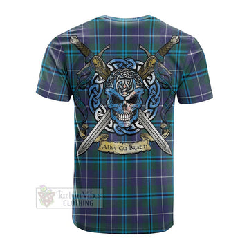 Sandilands Tartan Cotton T-shirt with Family Crest Celtic Skull Style