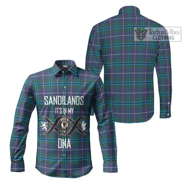 Sandilands Tartan Long Sleeve Button Shirt with Family Crest DNA In Me Style