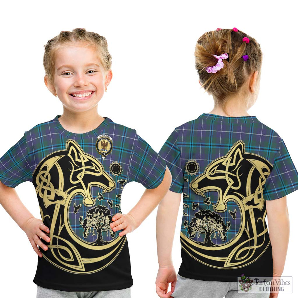 Sandilands Tartan Kid T-Shirt with Family Crest Celtic Wolf Style - Tartan Vibes Clothing