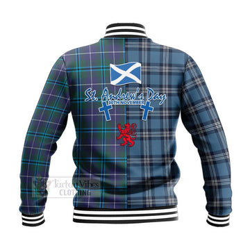 Sandilands Tartan Baseball Jacket Happy St. Andrew's Day Half Tartan Style