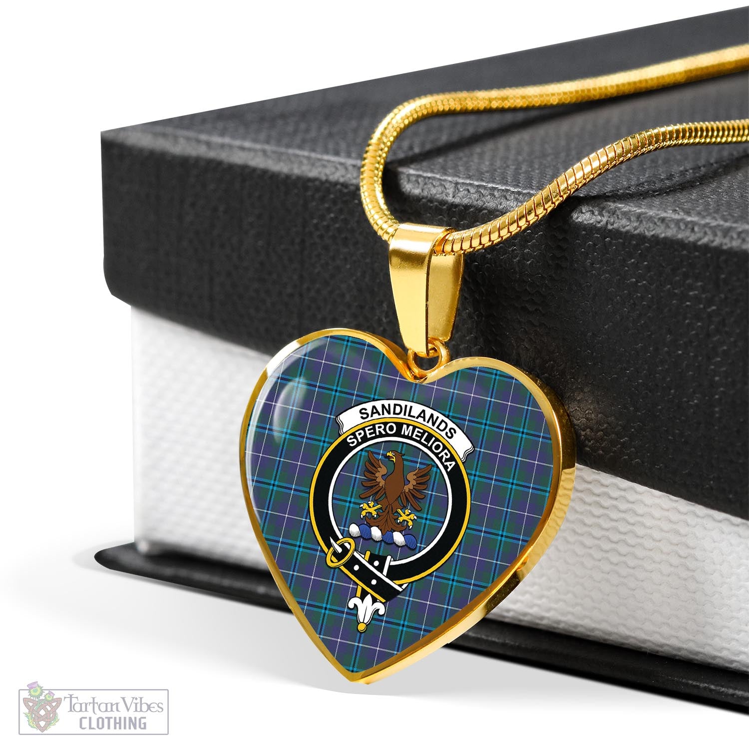 Tartan Vibes Clothing Sandilands Tartan Heart Necklace with Family Crest