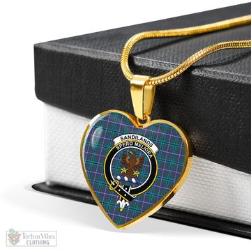 Sandilands Tartan Heart Necklace with Family Crest