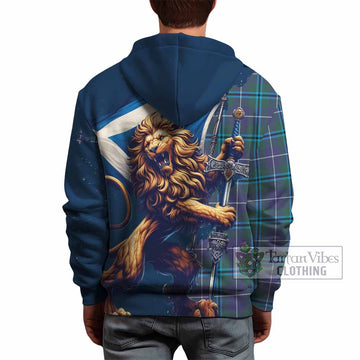 Sandilands Tartan Family Crest Hoodie with Scottish Majestic Lion