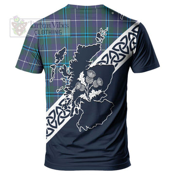 Sandilands Tartan T-Shirt Featuring Thistle and Scotland Map