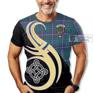 Sandilands Tartan T-Shirt with Family Crest and Celtic Symbol Style