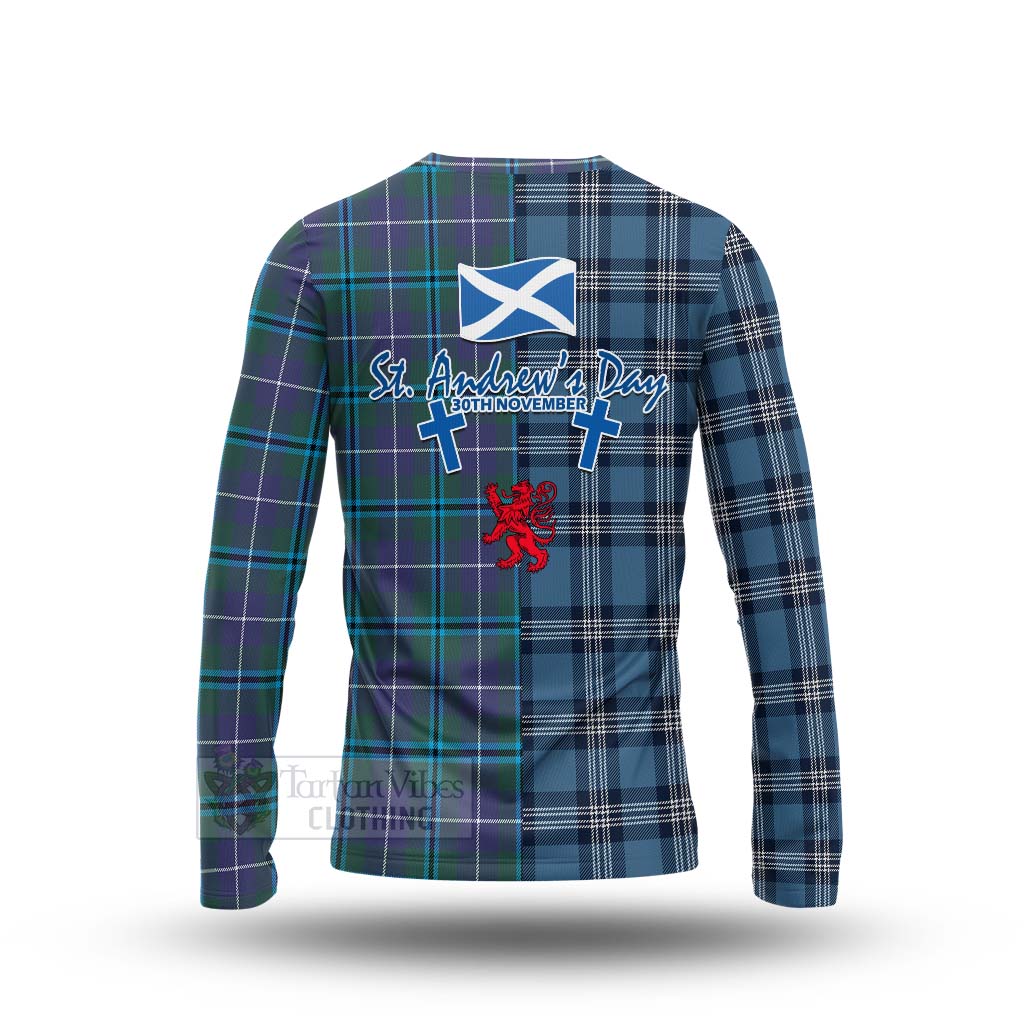 Tartan Vibes Clothing Sandilands Tartan Long Sleeve T-Shirt Happy St. Andrew's Day Half Tartan Style