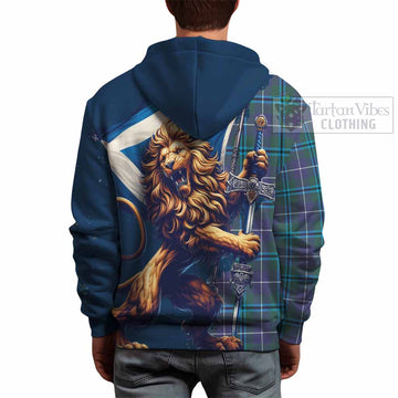 Sandilands Tartan Family Crest Hoodie with Scottish Majestic Lion