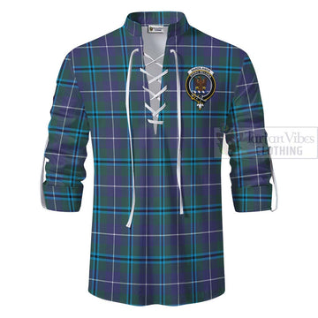 Sandilands Tartan Ghillie Kilt Shirt with Family Crest Celtic Skull Style