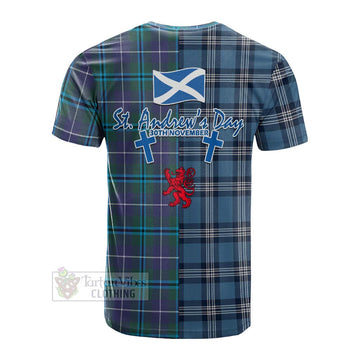 Sandilands Tartan Cotton T-shirt Happy St. Andrew's Day Half Tartan Style