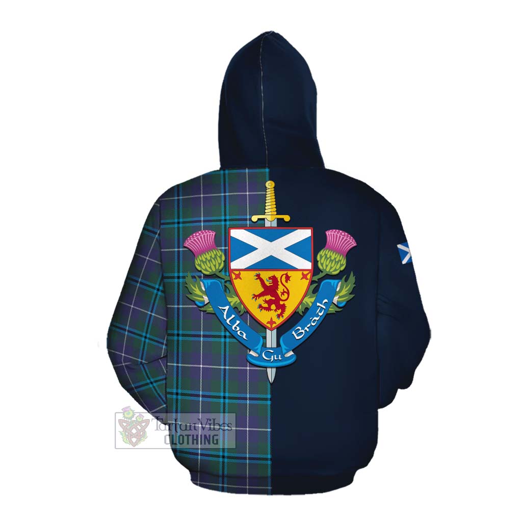 Tartan Vibes Clothing Sandilands Tartan Cotton Hoodie Alba with Scottish Lion Royal Arm Half Style