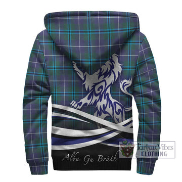 Sandilands Tartan Sherpa Hoodie with Alba Gu Brath Regal Lion Emblem