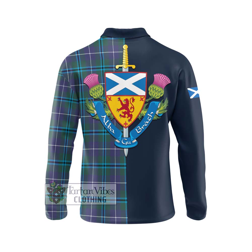 Tartan Vibes Clothing Sandilands Tartan Long Sleeve Polo Shirt with Scottish Lion Royal Arm Half Style