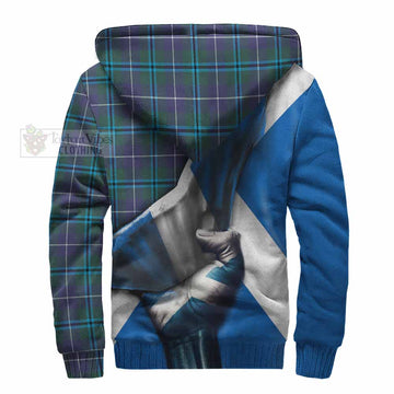 Sandilands Tartan Sherpa Hoodie with Family Crest Scotland Patriotic Style