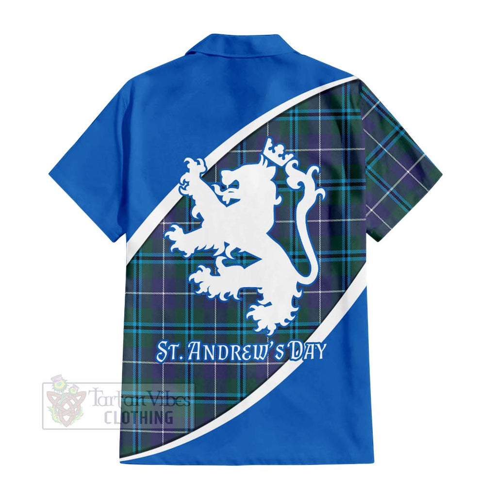 Tartan Vibes Clothing Sandilands Family Crest Tartan Short Sleeve Button Shirt Celebrate Saint Andrew's Day in Style