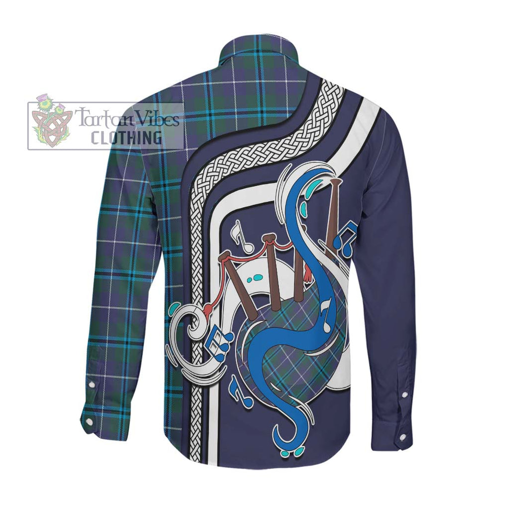 Sandilands Tartan Long Sleeve Button Shirt with Epic Bagpipe Style Men's Shirt - Tartanvibesclothing Shop