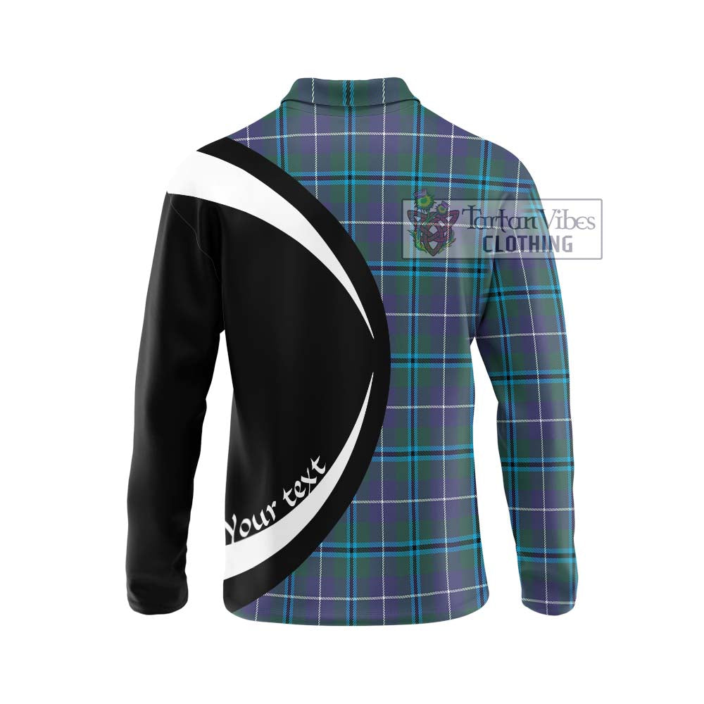 Sandilands Tartan Long Sleeve Polo Shirt with Family Crest Circle Style - Tartan Vibes Clothing