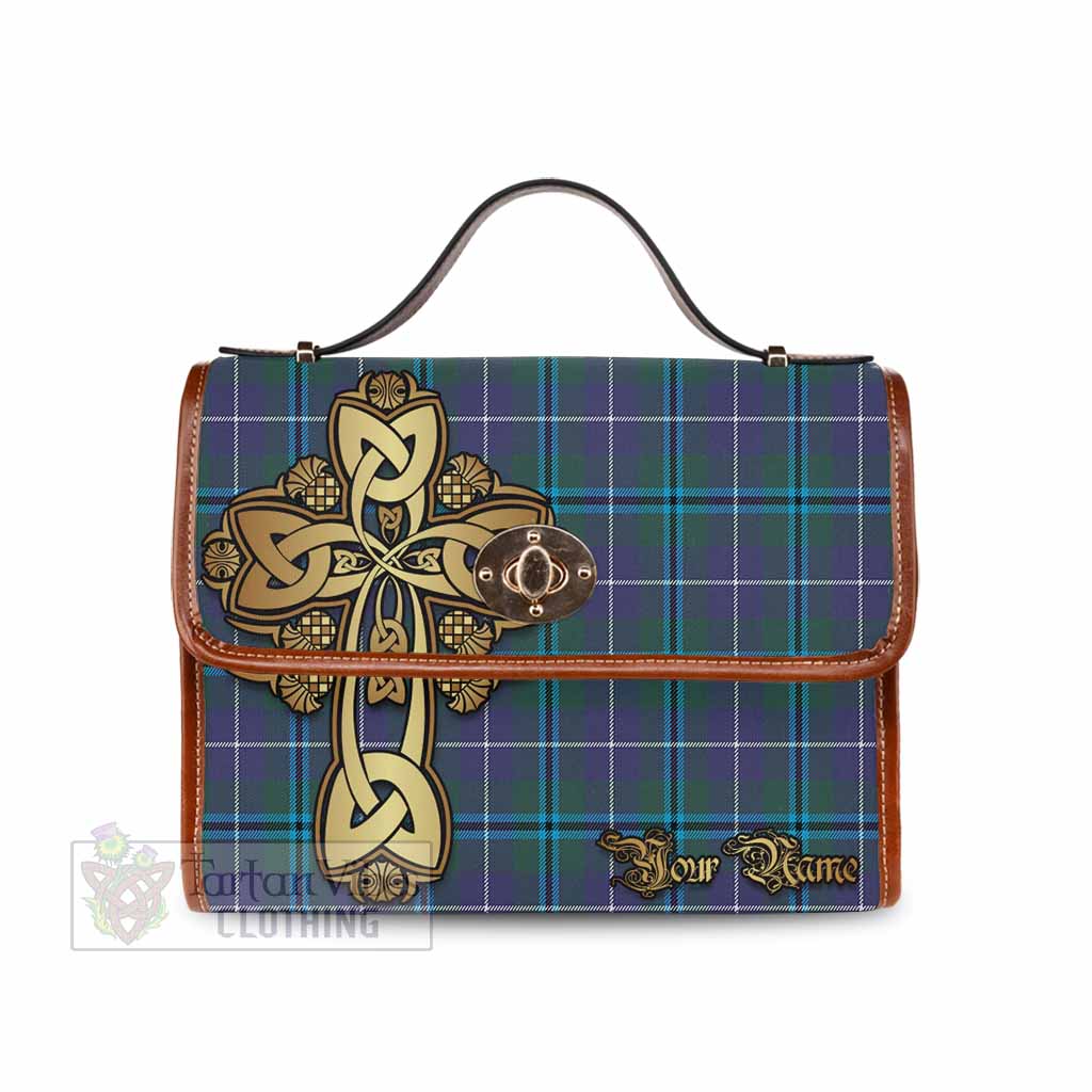 Tartan Vibes Clothing Sandilands Tartan Waterproof Canvas Bag Golden Thistle Celtic Cross Style