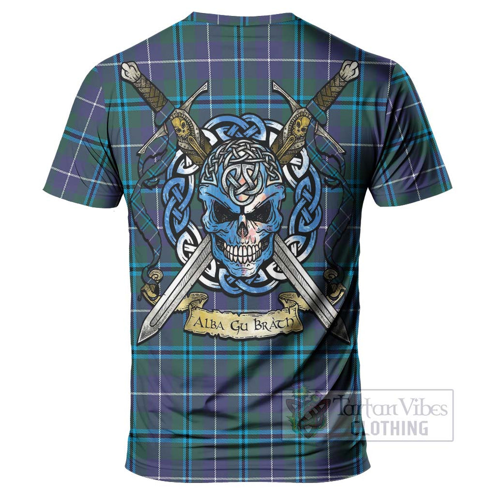 Tartan Vibes Clothing Sandilands Tartan T-Shirt with Family Crest Celtic Skull Style