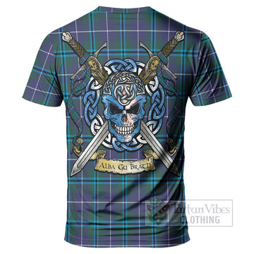 Sandilands Tartan T-Shirt with Family Crest Celtic Skull Style