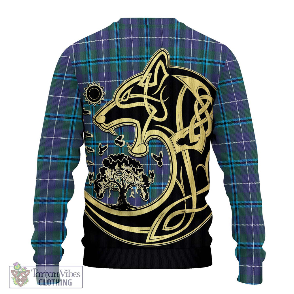 Sandilands Tartan Knitted Sweater with Family Crest Celtic Wolf Style - Tartan Vibes Clothing