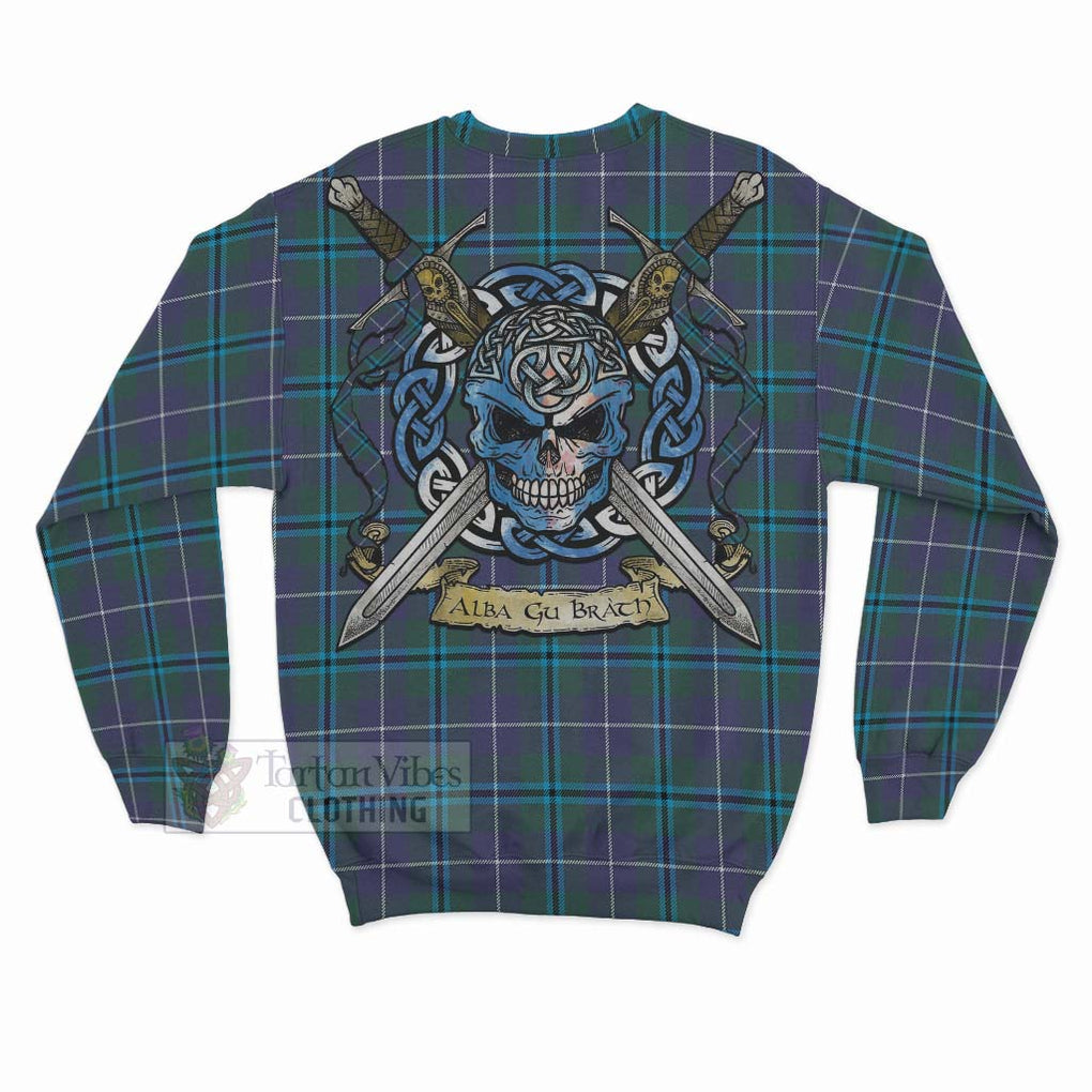 Tartan Vibes Clothing Sandilands Tartan Sweatshirt with Family Crest Celtic Skull Style