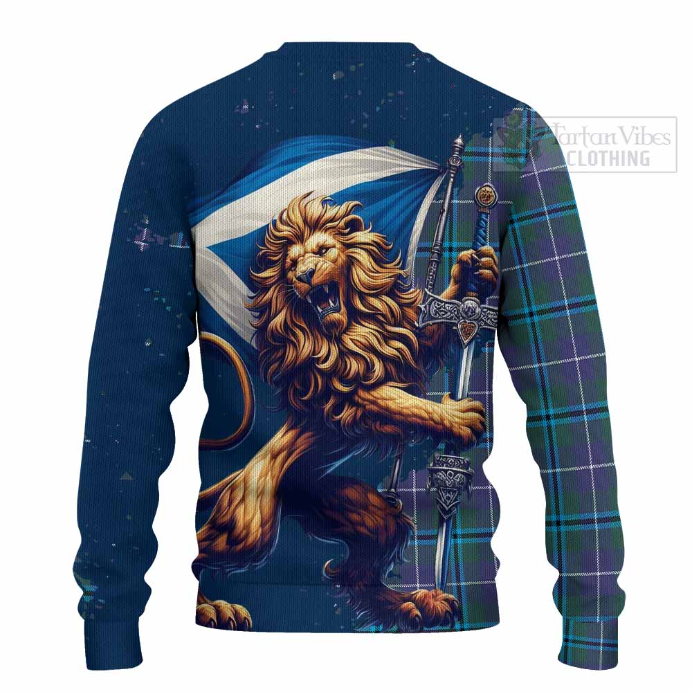 Tartan Vibes Clothing Sandilands Tartan Family Crest Knitted Sweater with Scottish Majestic Lion