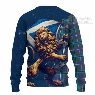 Sandilands Tartan Family Crest Knitted Sweater with Scottish Majestic Lion