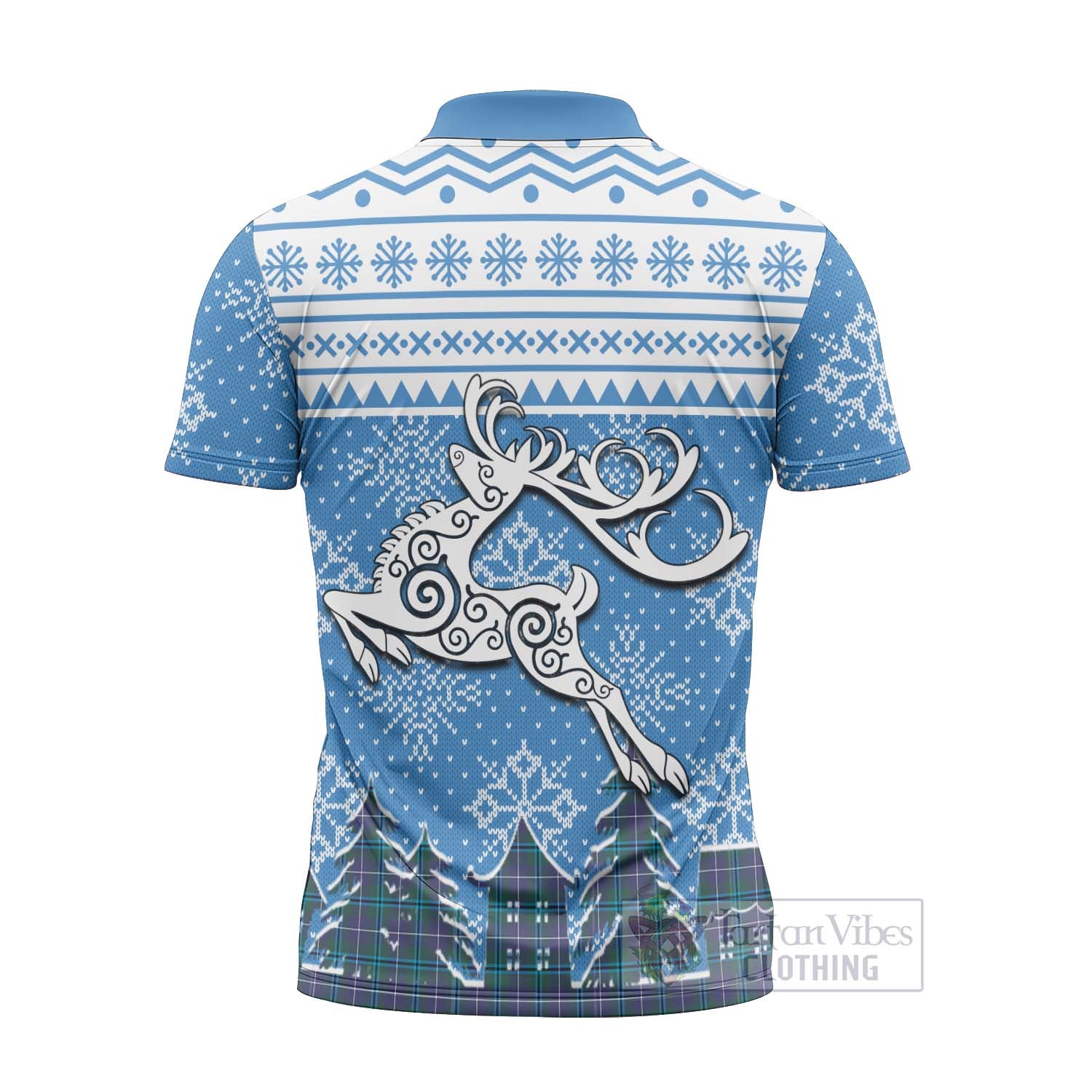 Tartan Vibes Clothing Sandilands Clan Christmas Zipper Polo Shirt Celtic Reindeer Style