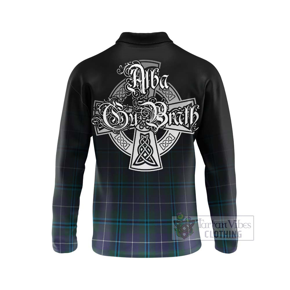 Tartan Vibes Clothing Sandilands Tartan Long Sleeve Polo Shirt Featuring Alba Gu Brath Family Crest Celtic Inspired