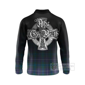 Sandilands Tartan Long Sleeve Polo Shirt Featuring Alba Gu Brath Family Crest Celtic Inspired