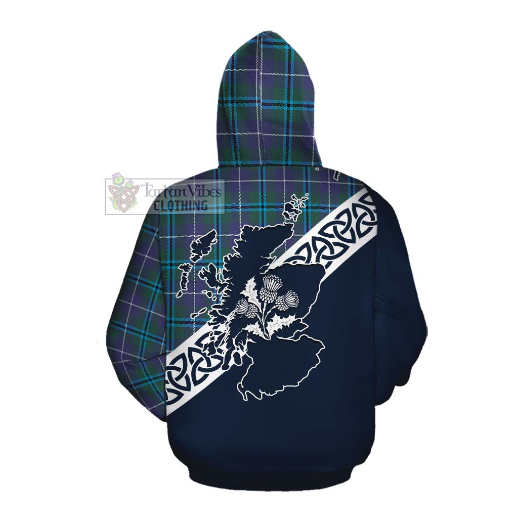 Tartan Vibes Clothing Sandilands Tartan Cotton Hoodie Featuring Thistle and Scotland Map