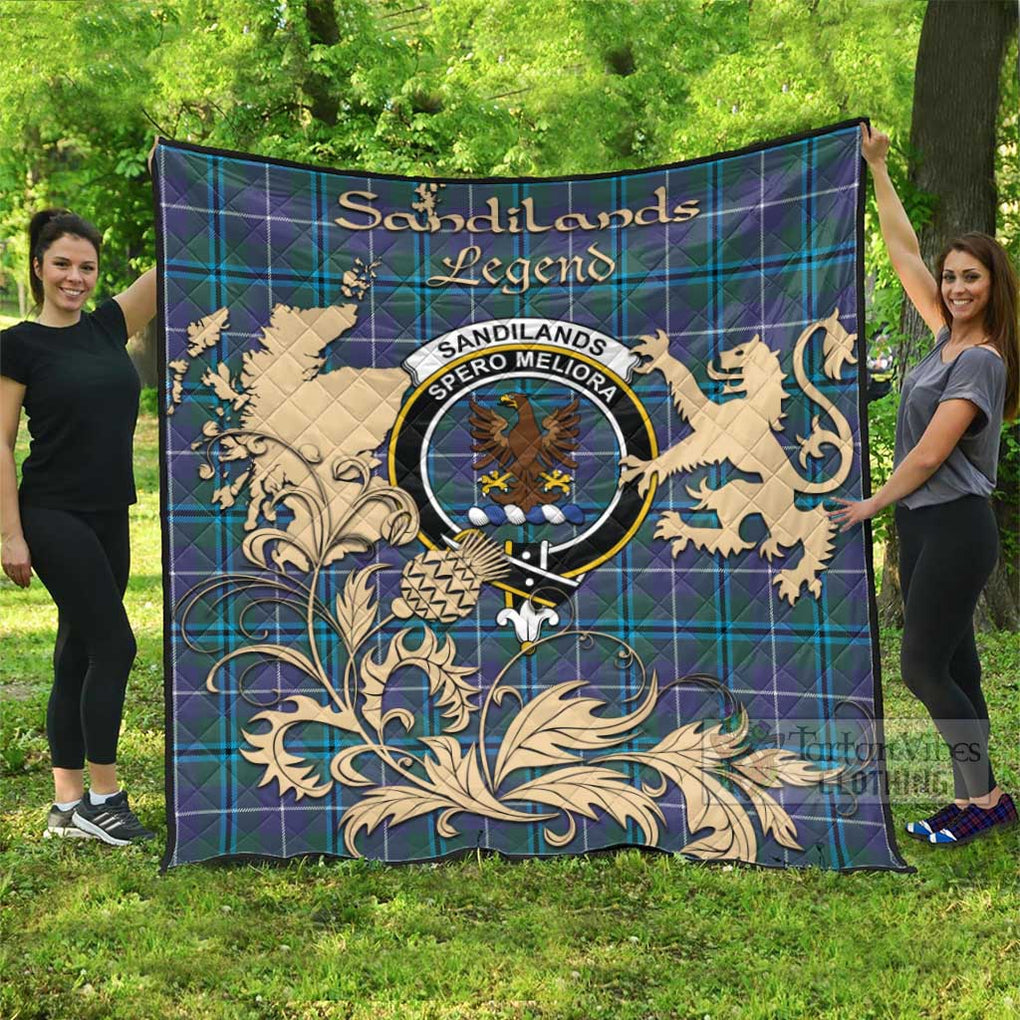 Tartan Vibes Clothing Sandilands Tartan Quilt with Family Crest and Scottish Symbol Style