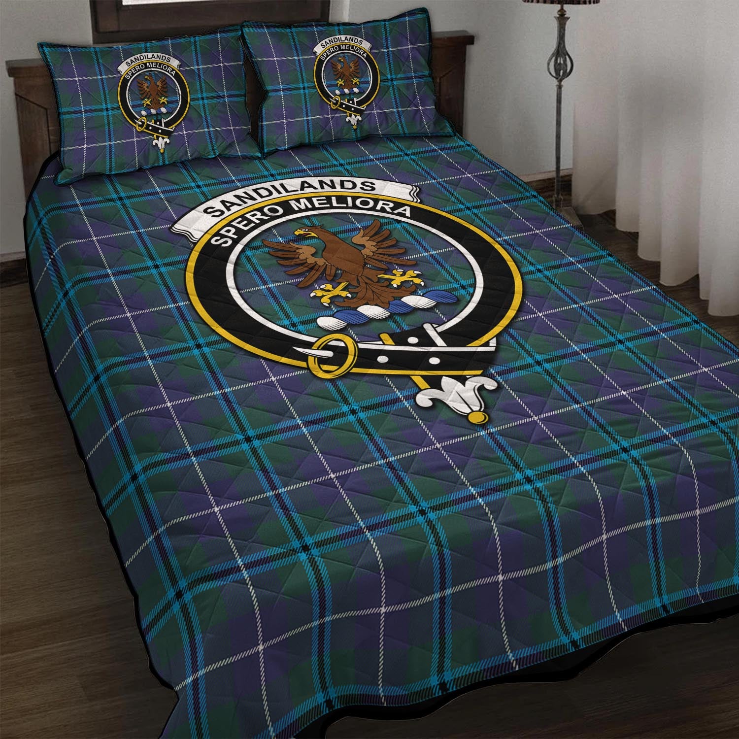 Sandilands Tartan Quilt Bed Set with Family Crest - Tartan Vibes Clothing