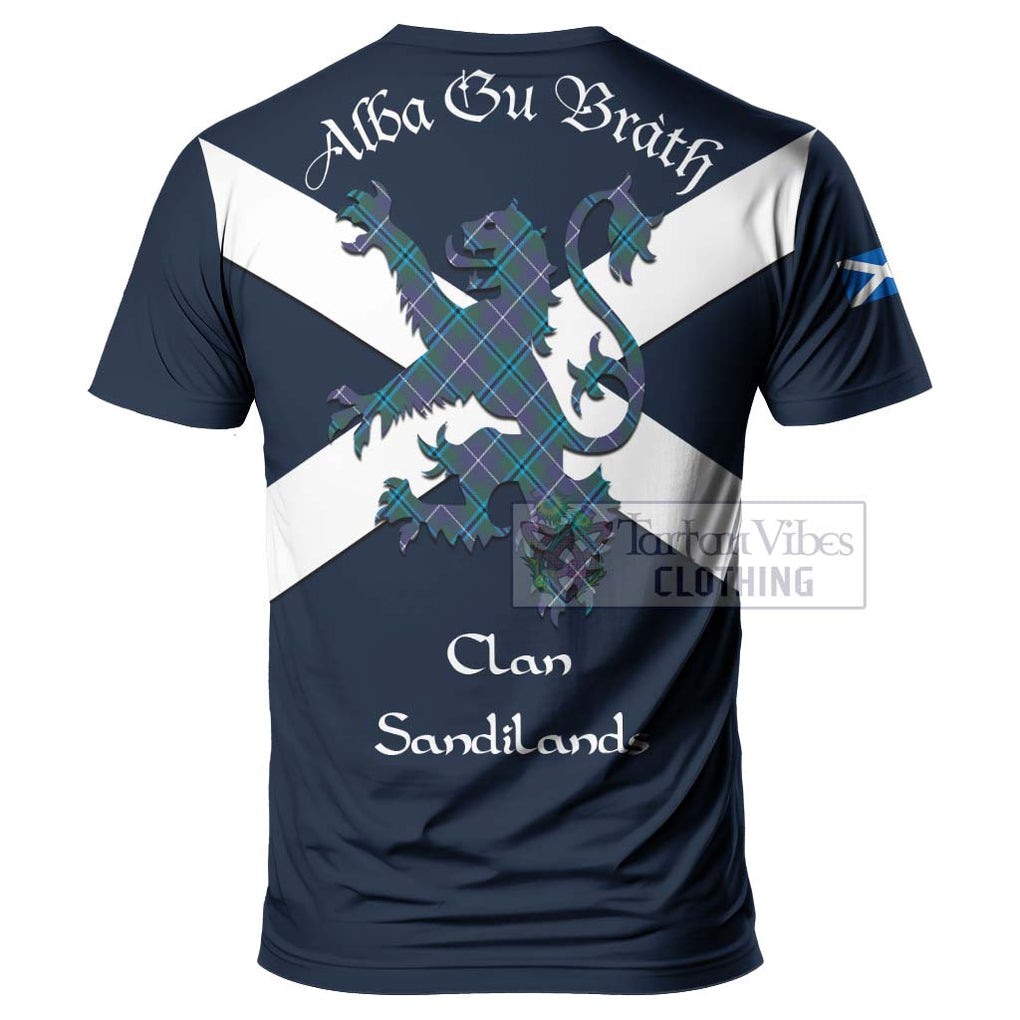 Tartan Vibes Clothing Sandilands Tartan Lion Rampant T-Shirt – Proudly Display Your Heritage with Alba Gu Brath and Clan Name