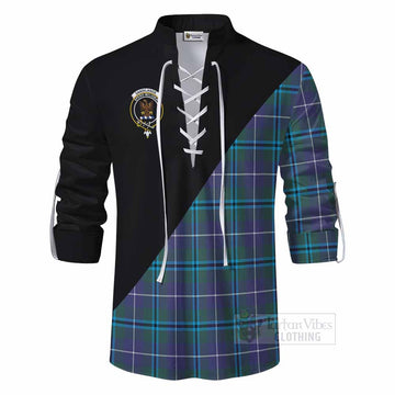 Sandilands Tartan Ghillie Kilt Shirt with Family Crest and Military Logo Style