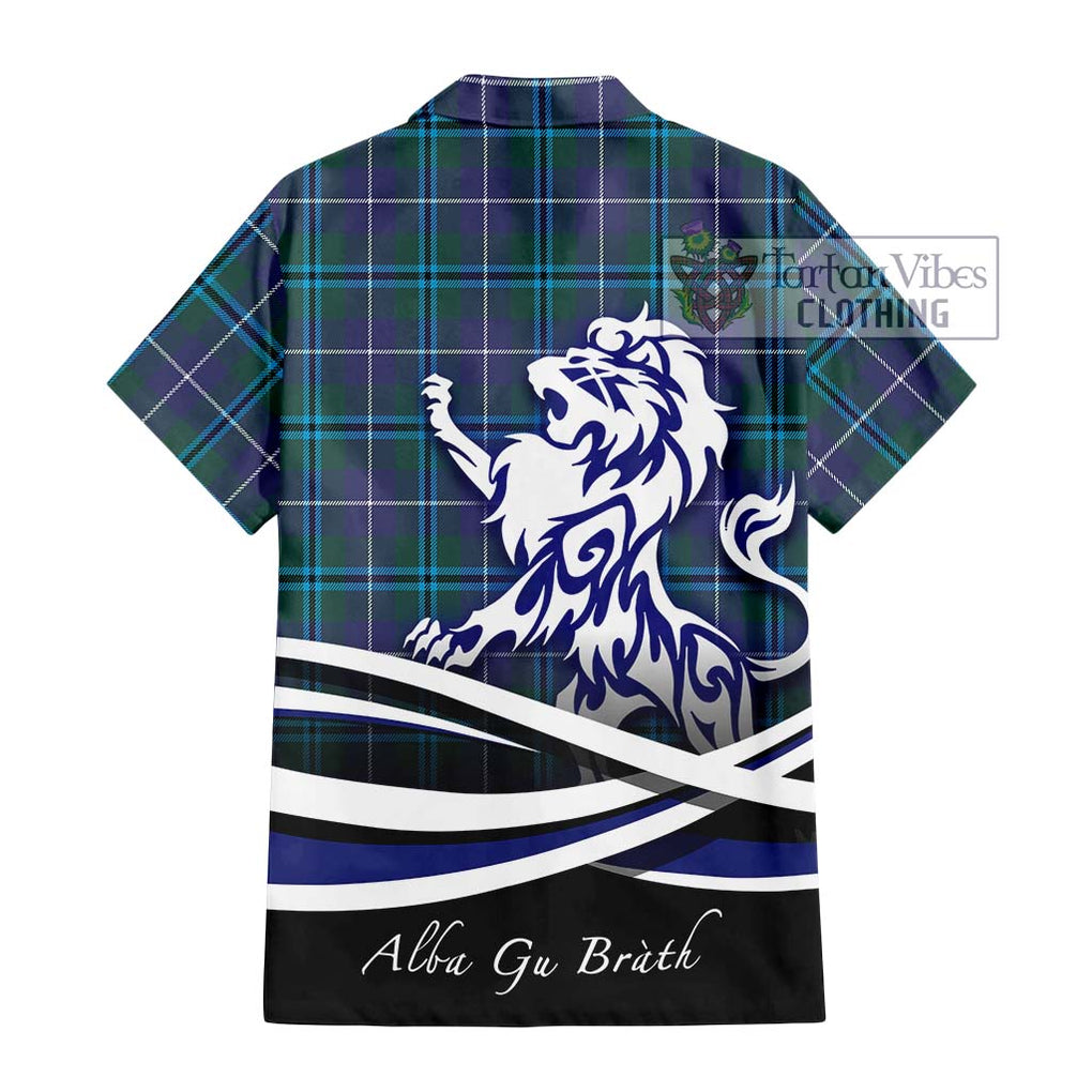 Sandilands Tartan Short Sleeve Button Shirt with Alba Gu Brath Regal Lion Emblem - Tartanvibesclothing Shop