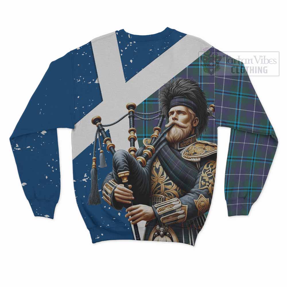 Tartan Vibes Clothing Sandilands Tartan Sweatshirt with Family Crest Scottish Bagpiper Vibes