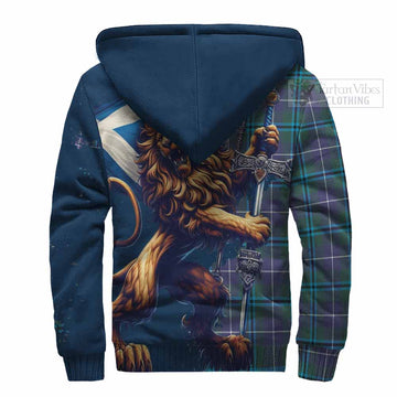 Sandilands Tartan Family Crest Sherpa Hoodie with Scottish Majestic Lion