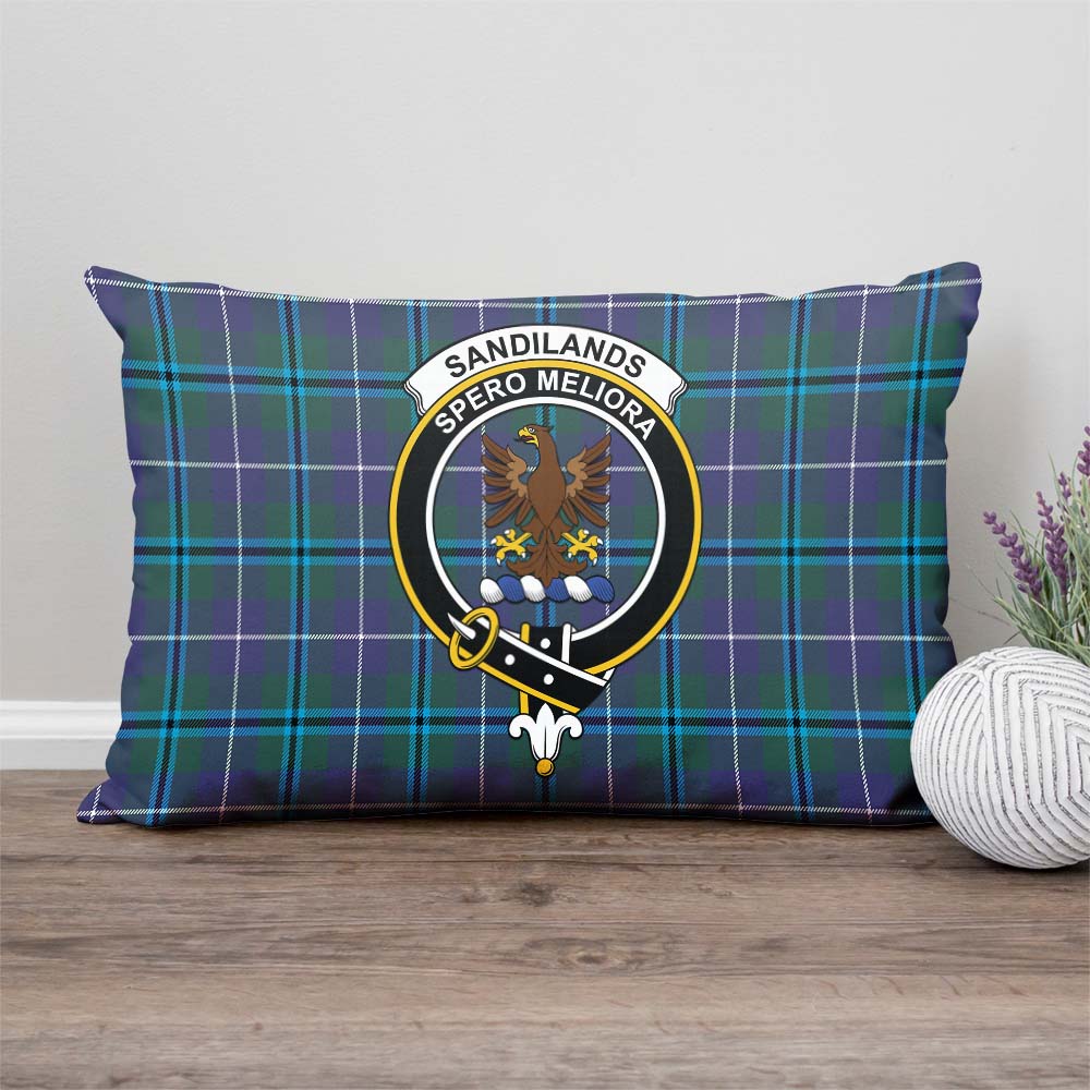 Sandilands Tartan Pillow Cover with Family Crest Rectangle Pillow Cover - Tartanvibesclothing